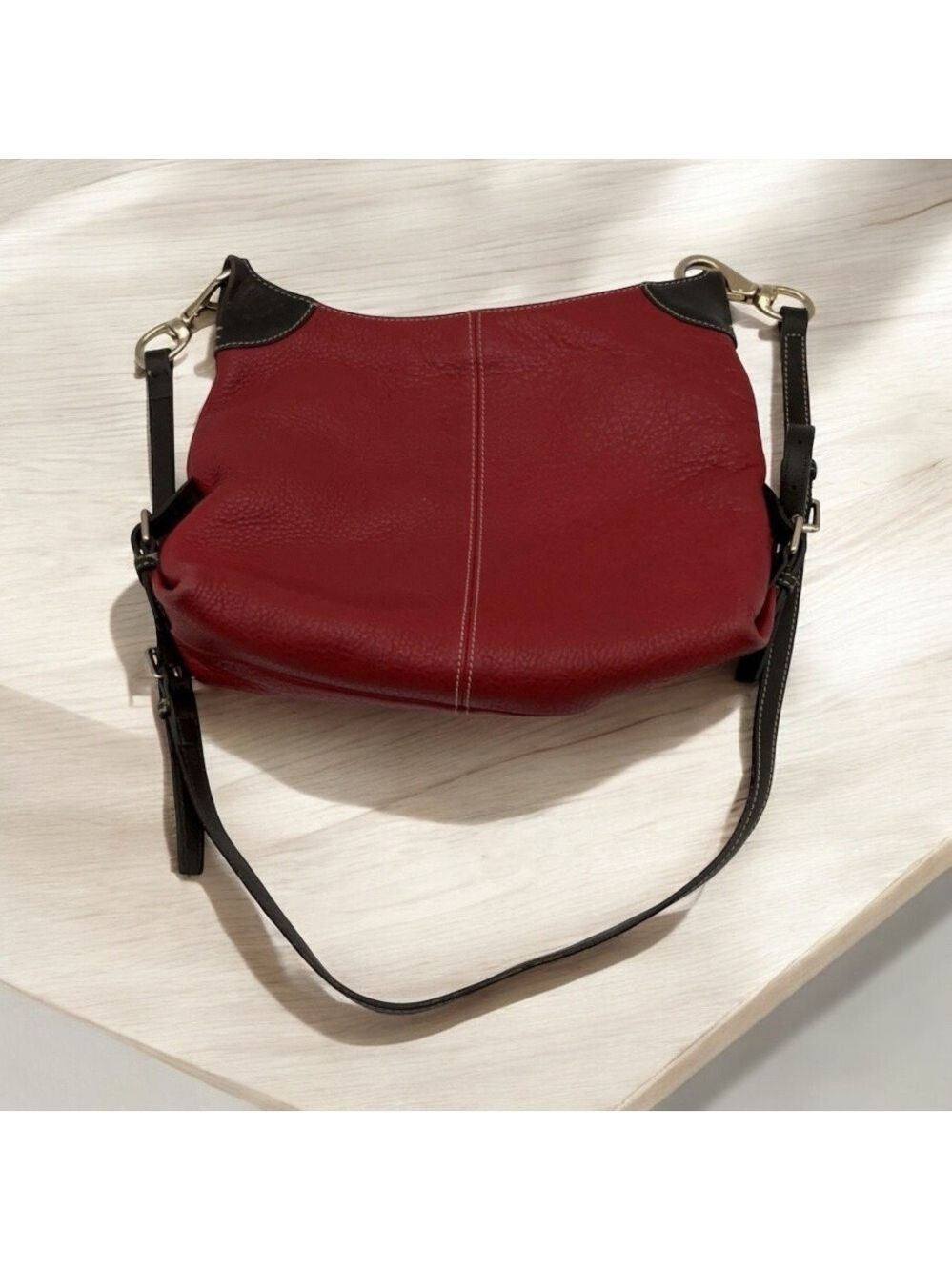 Dooney & Bourke Dark Red Pebbled Leather Hobo Shoulder Bag - Picture 3 of 16